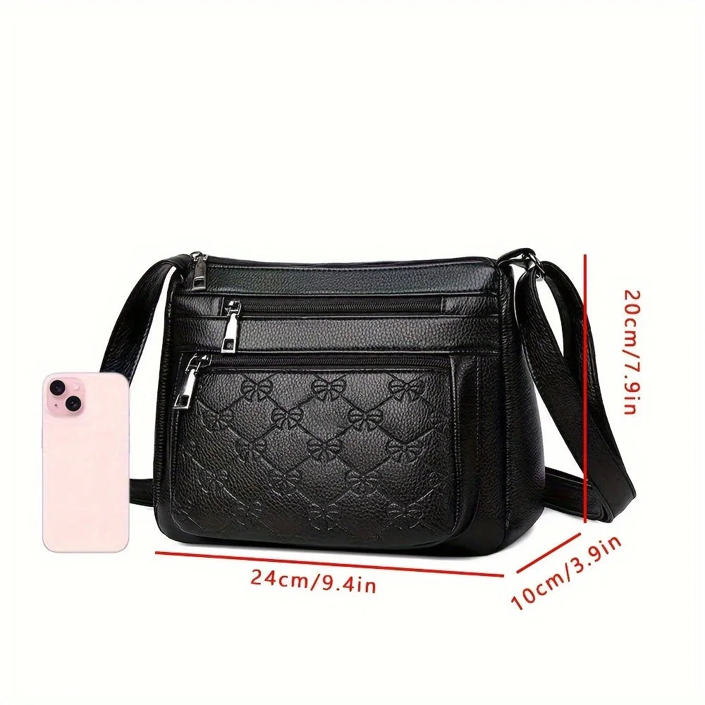 Women's PU Leather Crossbody Bag – Multi-Pocket Shoulder Purse