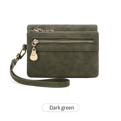 Women's Wristlet Wallet – Short PU Leather Zipper Coin Purse with Card Slots
