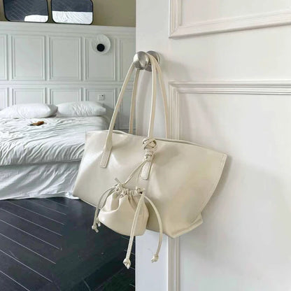 Genuine Leather 3-in-1 Women's Tote Bag – Large Capacity Shoulder Bag