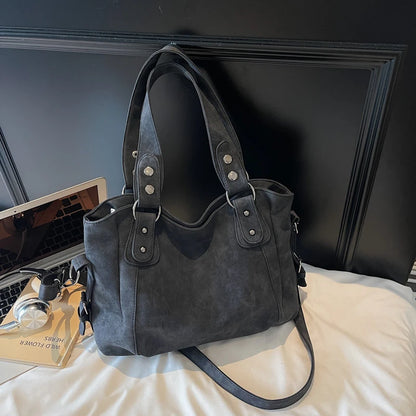 Large Faux Suede Shoulder Bag for Women – Vintage Hobo Handbag