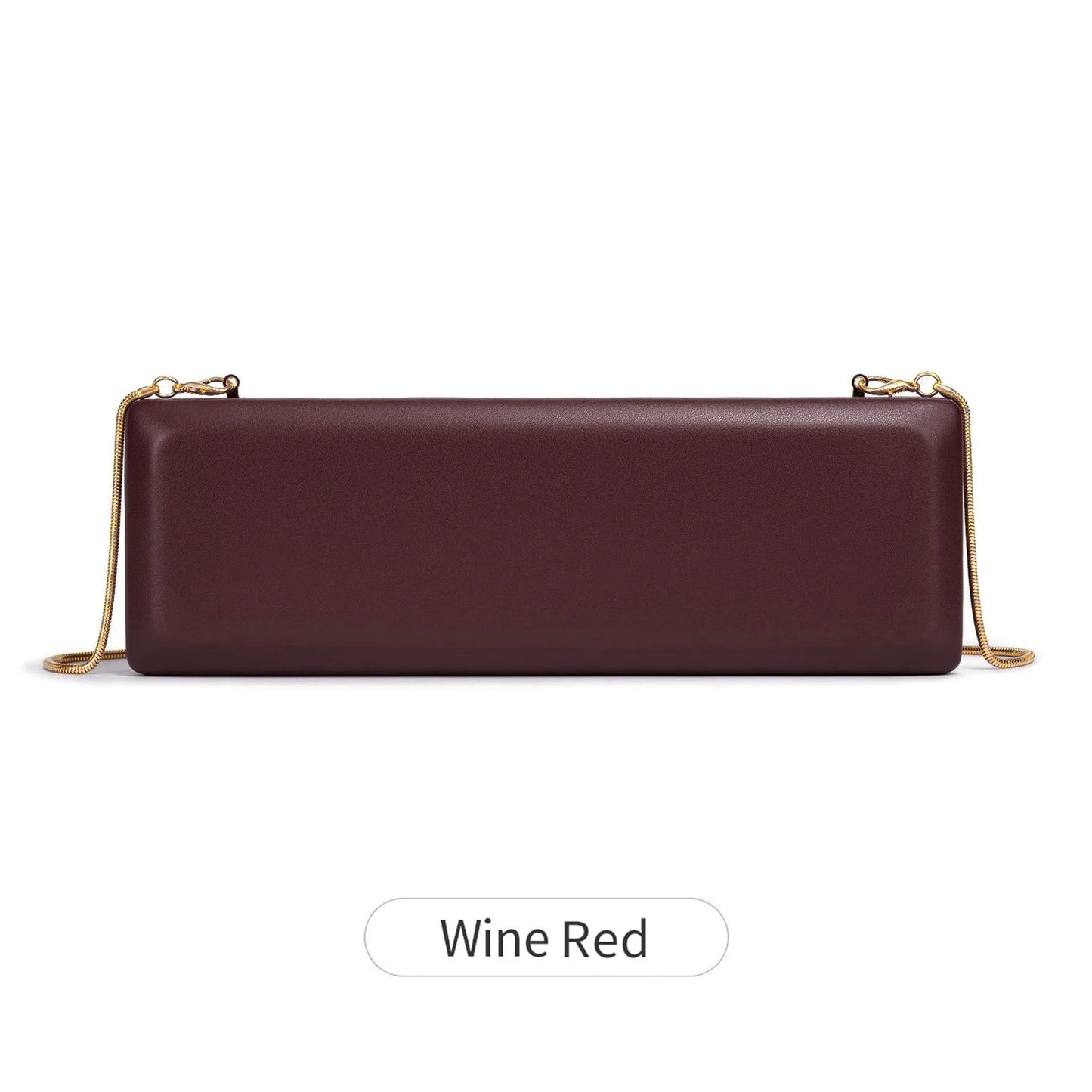 Evening Clutch Bag Women's Minimalist Hard Shell with Gold Chain