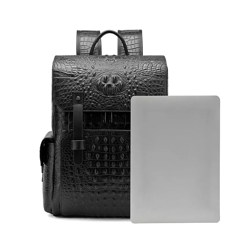 Crocodile Leather Men's Backpack – 16-Inch Laptop Bag