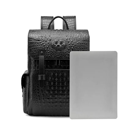 Crocodile Leather Men's Backpack – 16-Inch Laptop Bag