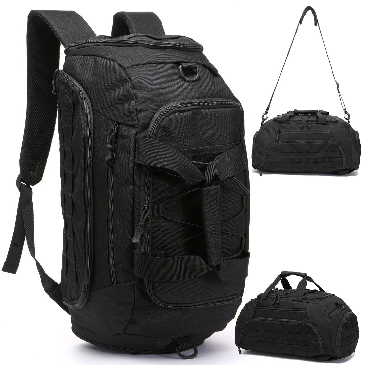 3-in-1 Tactical Gym Bag with Shoe Compartment – Backpack, Duffel & Sling