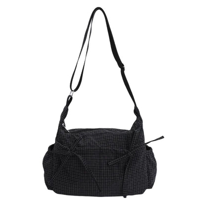 Retro Grid Shoulder Bag – Large Capacity Korean Crossbody