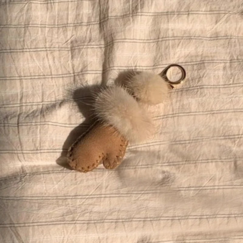 Mink Fur Pompom Mitten Keychain – Luxury Bag Charm