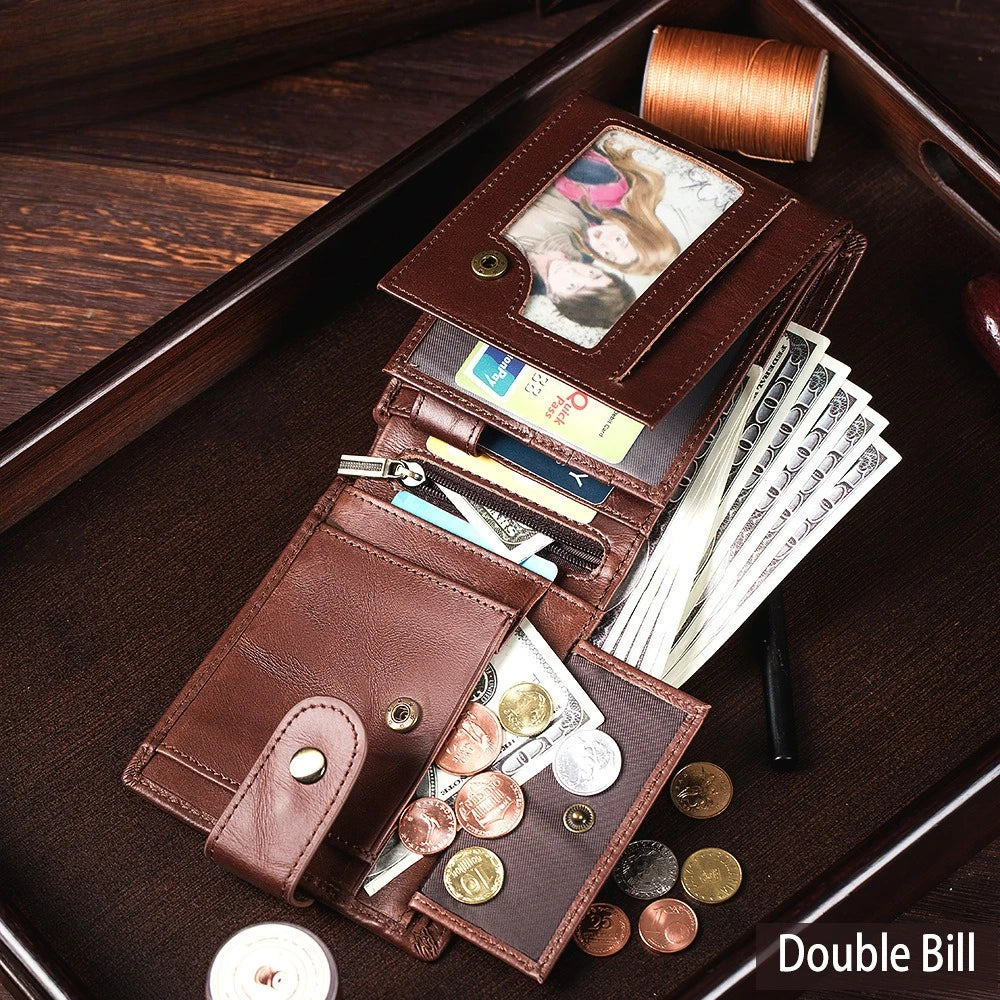 Men's Vintage Genuine Cowhide Leather Bifold Wallet