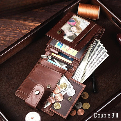 Men's Vintage Genuine Cowhide Leather Bifold Wallet