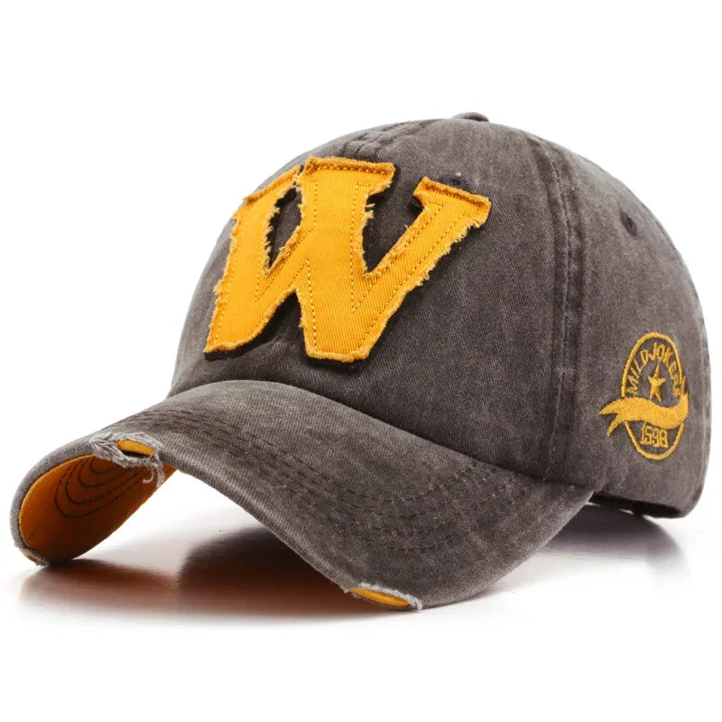 W Embroidery Snapback Baseball Cap – Unisex Cotton Hip Hop Hat