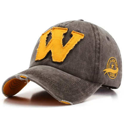 W Embroidery Snapback Baseball Cap – Unisex Cotton Hip Hop Hat