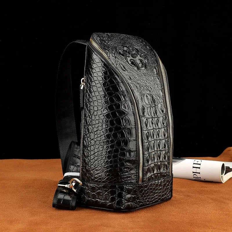 Crocodile Leather Men's Chest Bag | Luxury Shoulder Sling