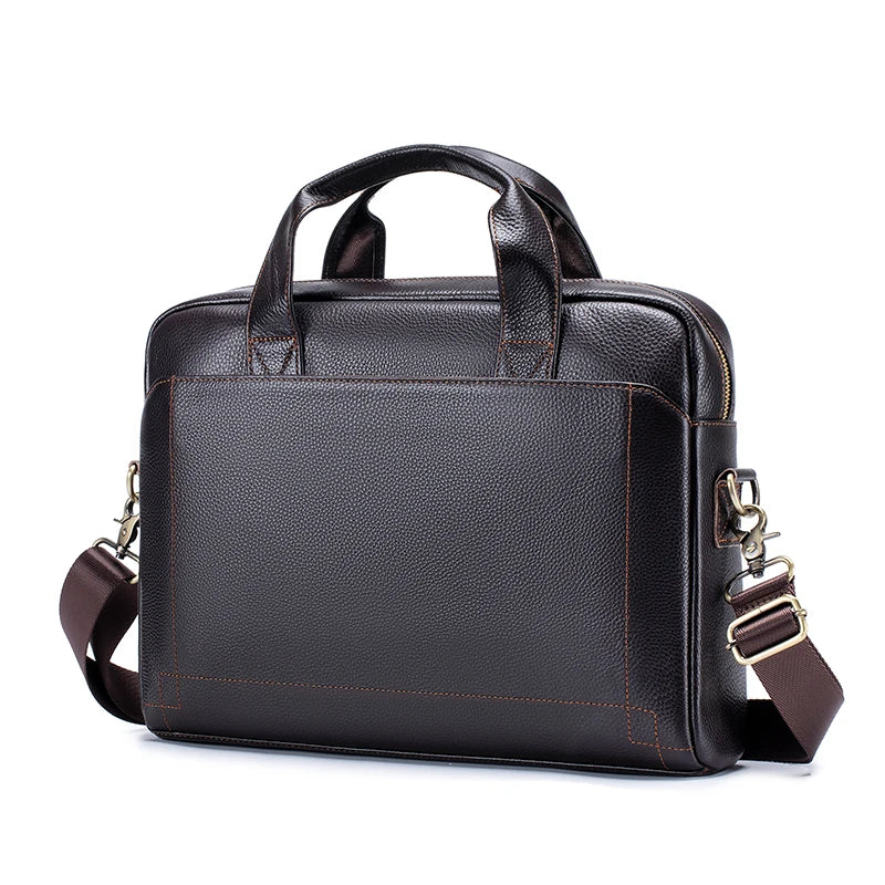 Leather Laptop Bag for Men, Genuine Cowhide Briefcase Messenger Bag