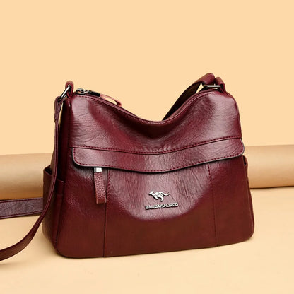 Leather Crossbody Bag for Women – Multi-Layer Shoulder Bag