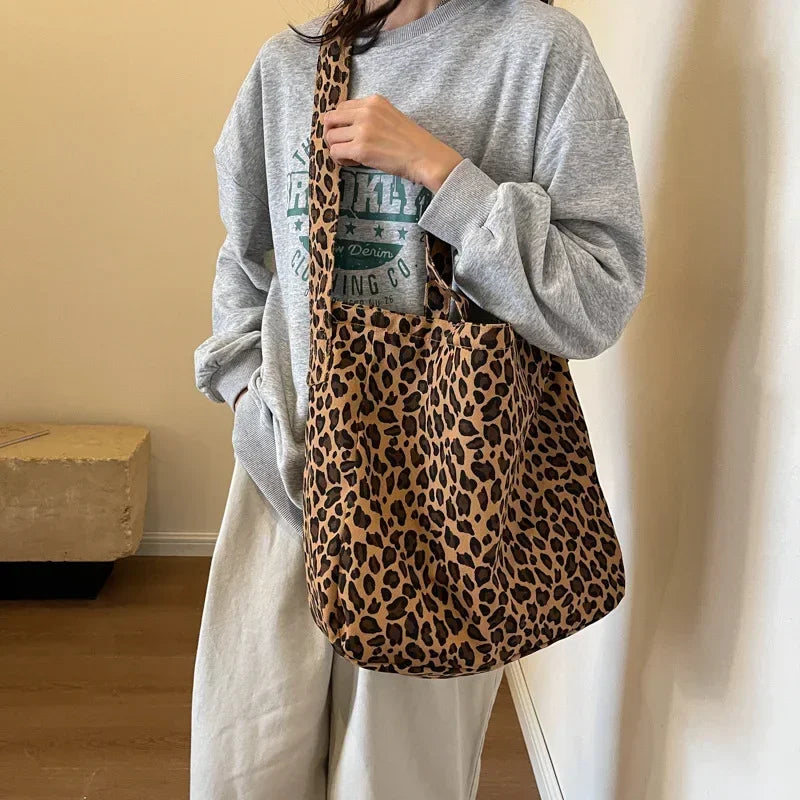 Leopard Print Crossbody Bag – Large Women's Shoulder Tote