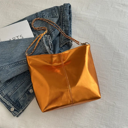 Glossy PU Leather Tote Bag for Women