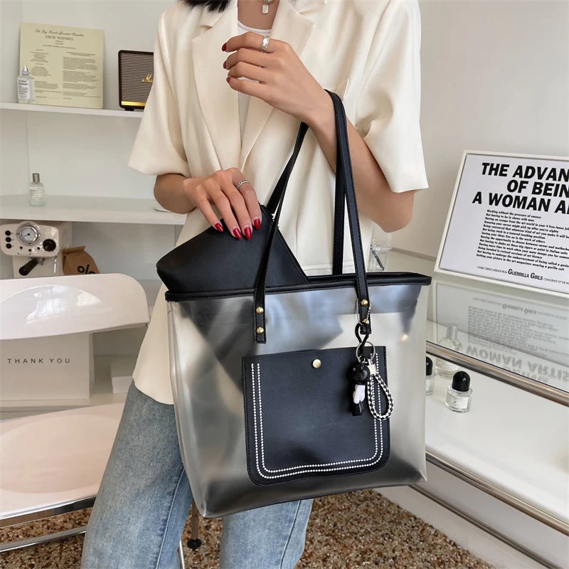 Clear Jelly Tote Bag – Large Capacity Shoulder Bag for Women