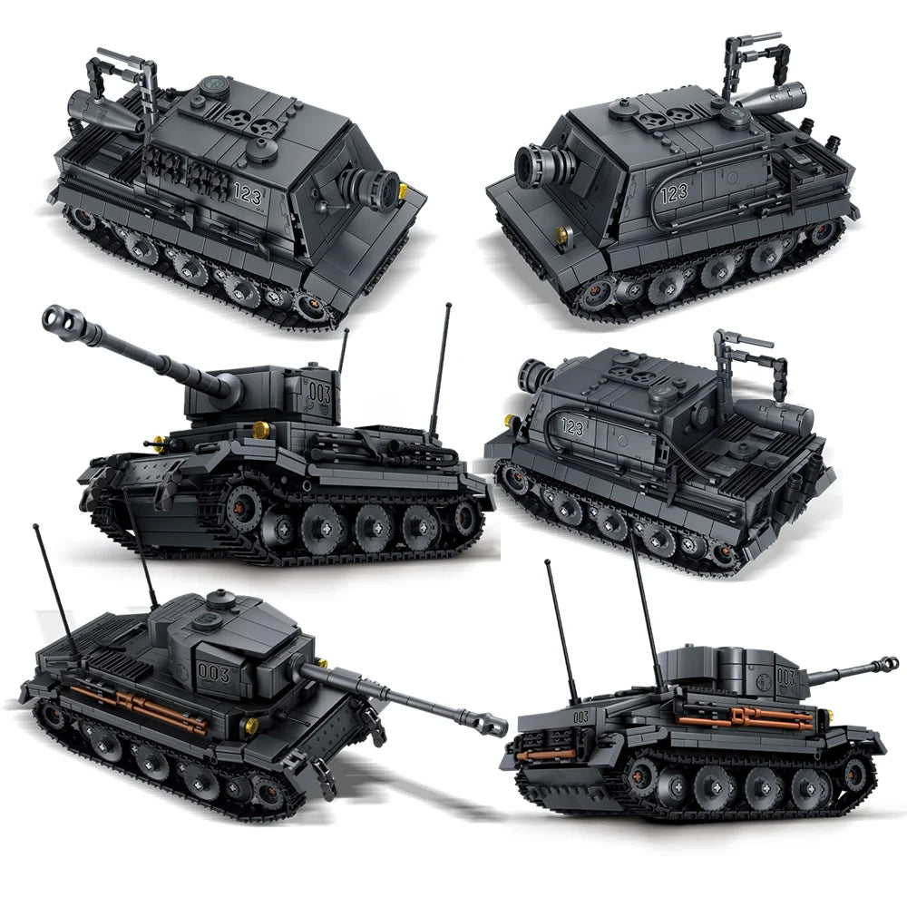 Military Tiger P Tank Building Blocks Set – 700+ Piece WWII Model Toy