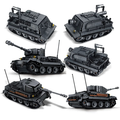Military Tiger P Tank Building Blocks Set – 700+ Piece WWII Model Toy
