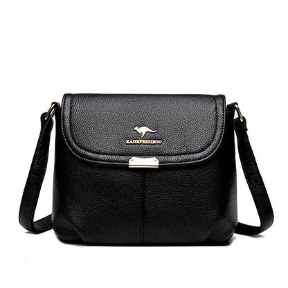 Leather Crossbody Shoulder Bag for Women – Soft Flap Handbag