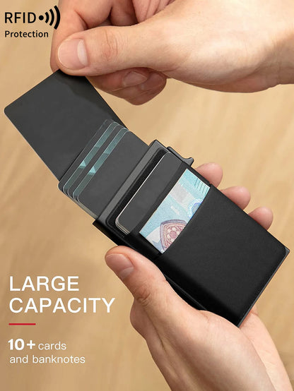 RFID Blocking Aluminum Card Holder with Auto Pop-Up Mechanism