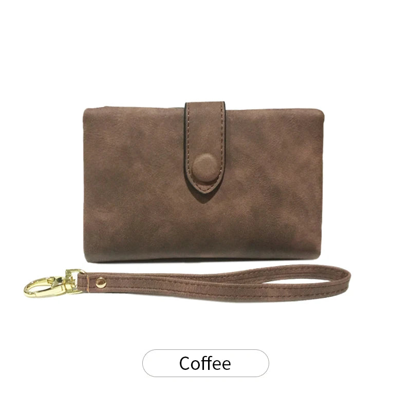 Frosted Tri-Fold Wallet for Women – Cute Multi-Card Slot Wristlet Purse