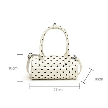 Crossbody Bag Women Barrel Shape Mini Top Handle Purse Pu Leather Polka Dot Cute Handbag Adjustable