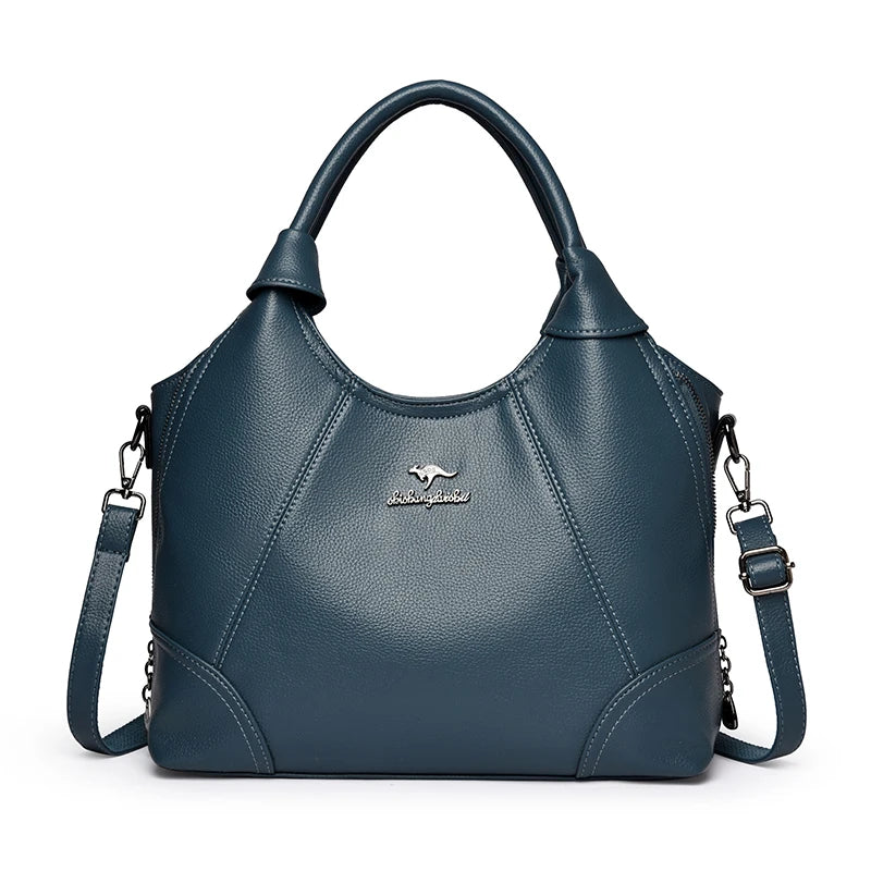 Large Capacity Leather Women's Handbag – 3-Layer Shoulder & Crossbody Bag