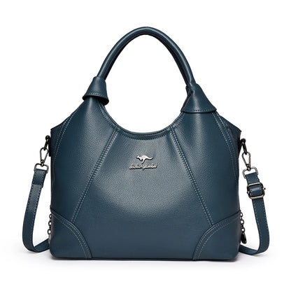 Large Capacity Leather Women's Handbag – 3-Layer Shoulder & Crossbody Bag
