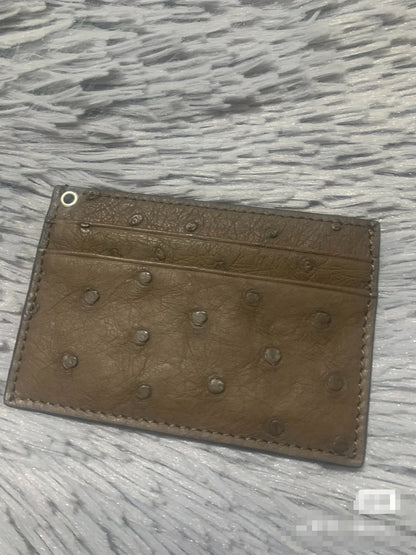 Ostrich Embossed Leather Card Holder for Men – Slim Multi-Slot Wallet