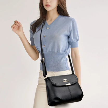 Leather Crossbody Shoulder Bag for Women – Soft Flap Handbag
