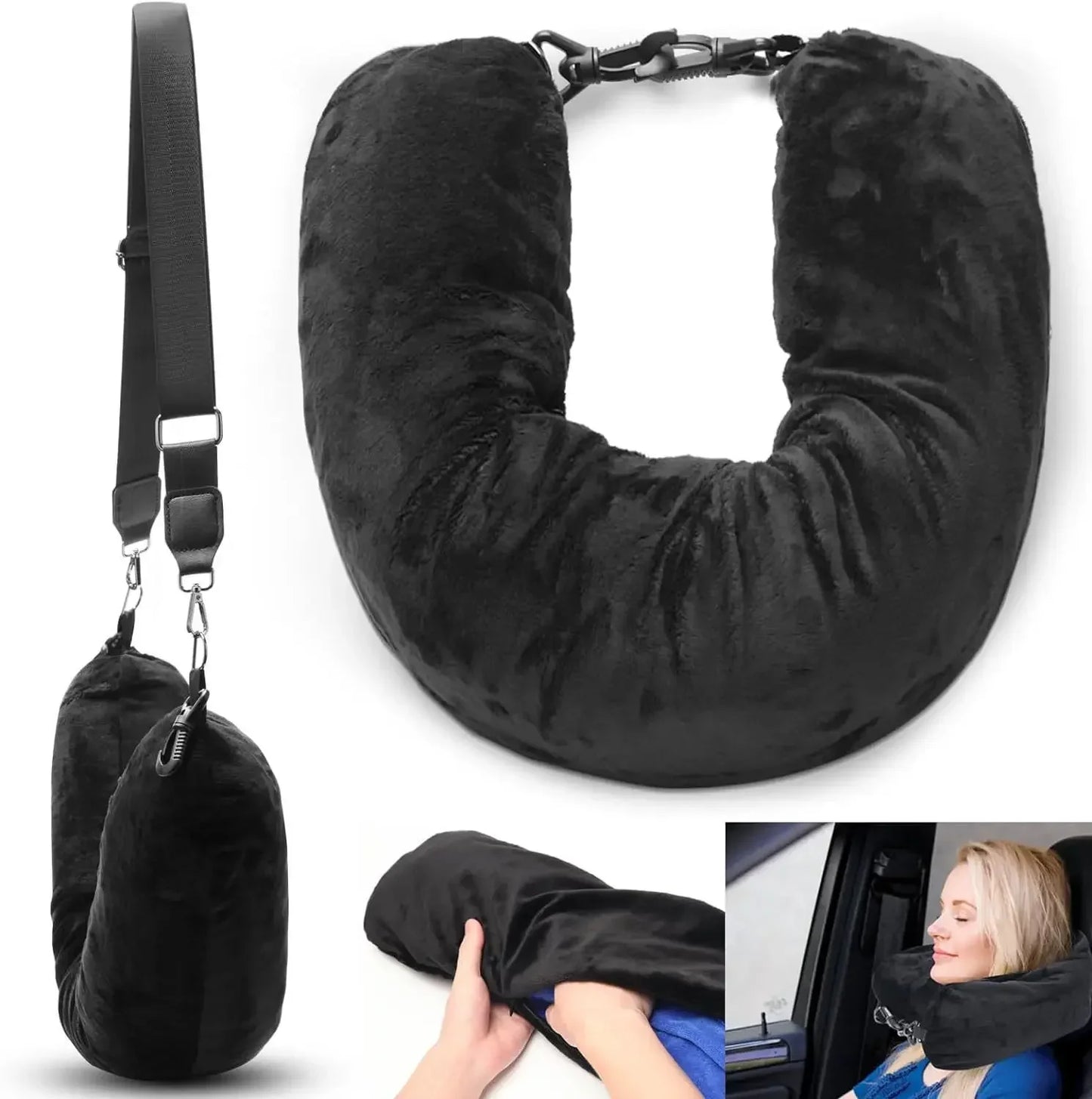 2-in-1 Travel Neck Pillow with Hidden Storage Compartment