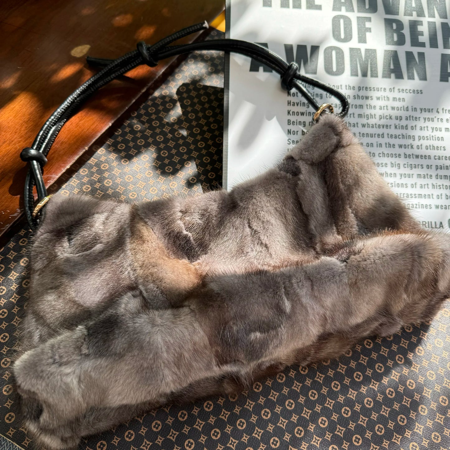 Mew Real Mink Fur Natural Cloud Winter Thick Bag Single Shoulder Women Fluffy Evening Ladies - Thick