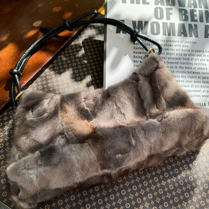 Mew Real Mink Fur Natural Cloud Winter Thick Bag Single Shoulder Women Fluffy Evening Ladies - Thick