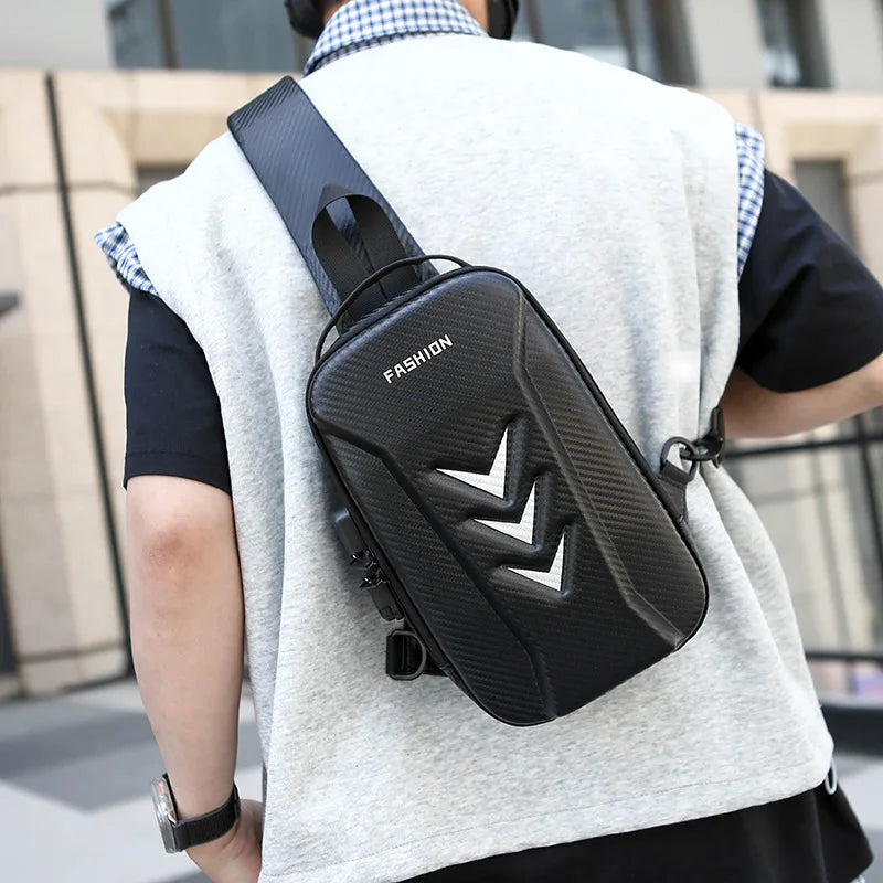 Hard Shell Sling Bag – Men's Multifunctional Crossbody with Password Lock