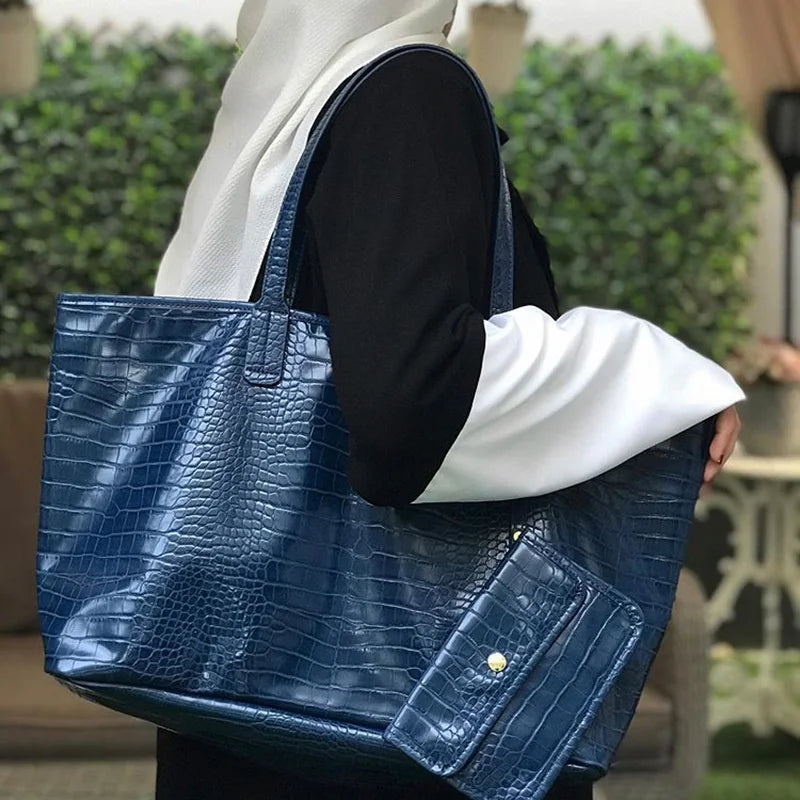 Large Capacity Women's Tote Bag – Exotic Texture Shoulder Handbag