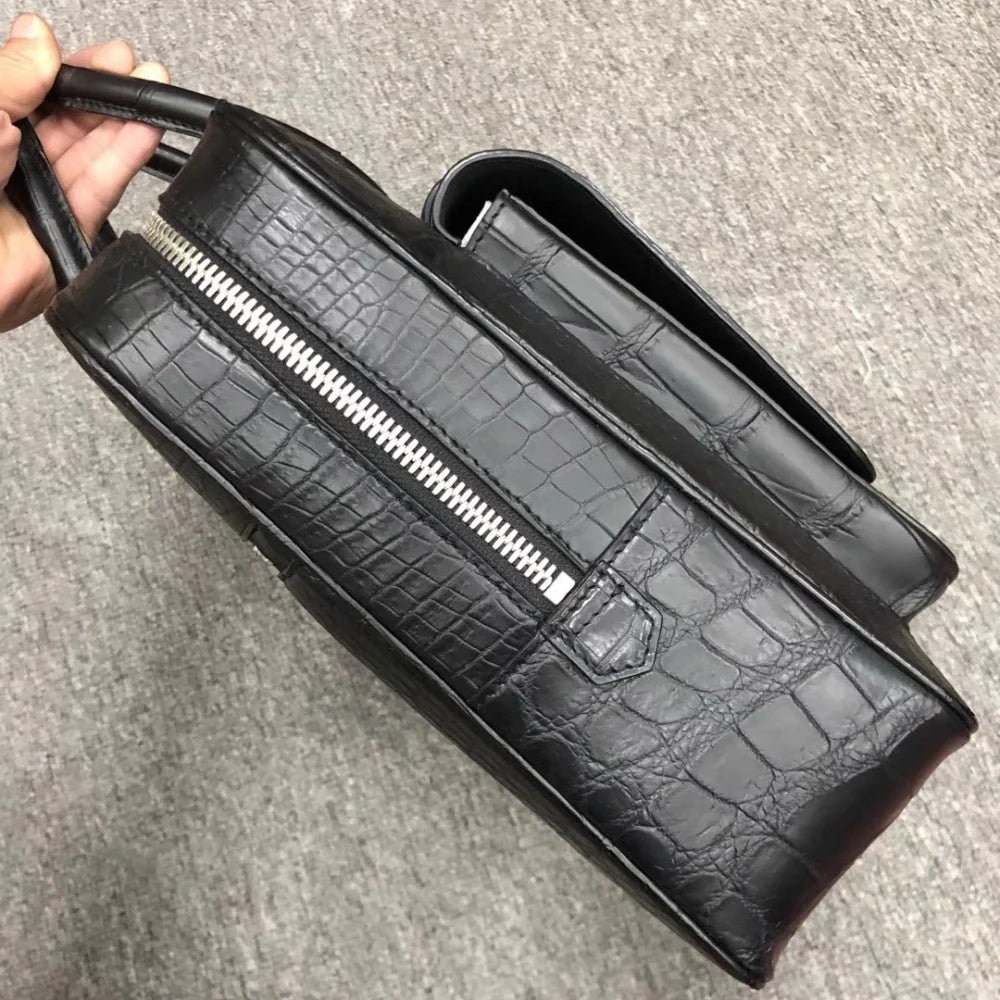 Men's Genuine Crocodile Leather Briefcase – 16" Luxury Laptop Bag