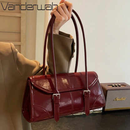 Oil Wax Leather Shoulder Bag – Women's Elegant Underarm Purse