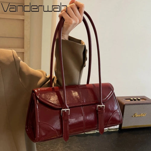 Oil Wax Leather Shoulder Bag – Women's Elegant Underarm Purse