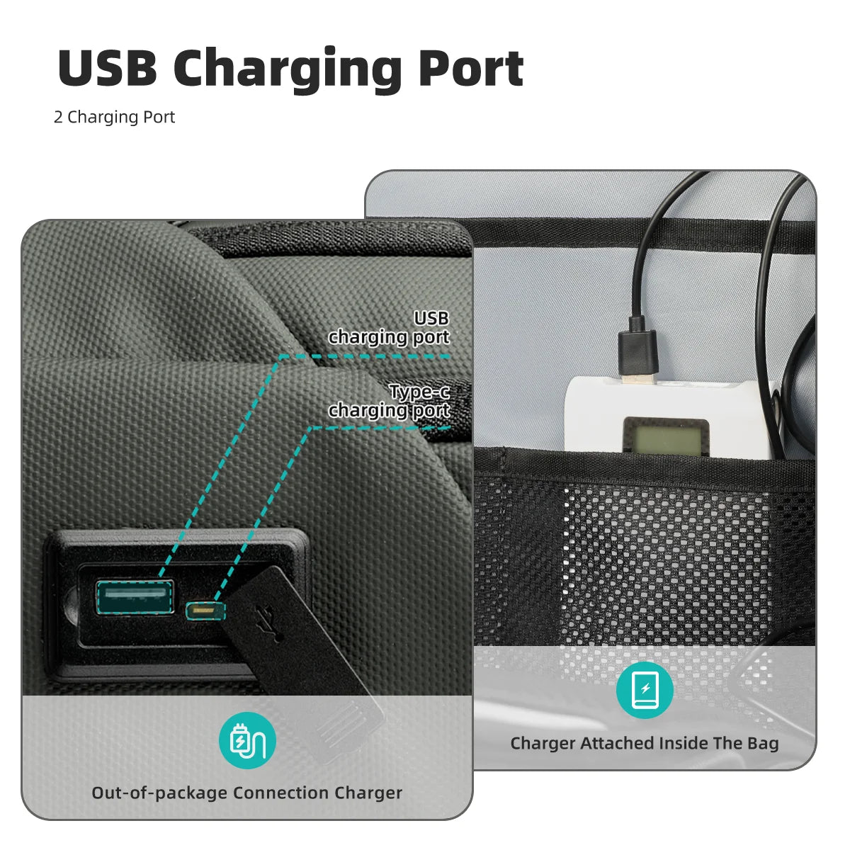 Laptop Backpack for Men, Waterproof Travel Bag with USB Charging Port