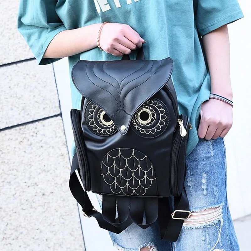 Owl Embossed PU Leather Backpack for Women