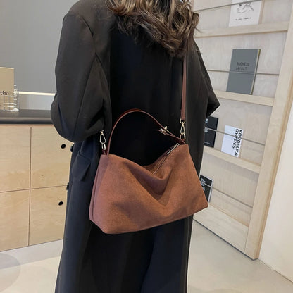 Crossbody Shoulder Bag for Women – Textured Suede Small Tote