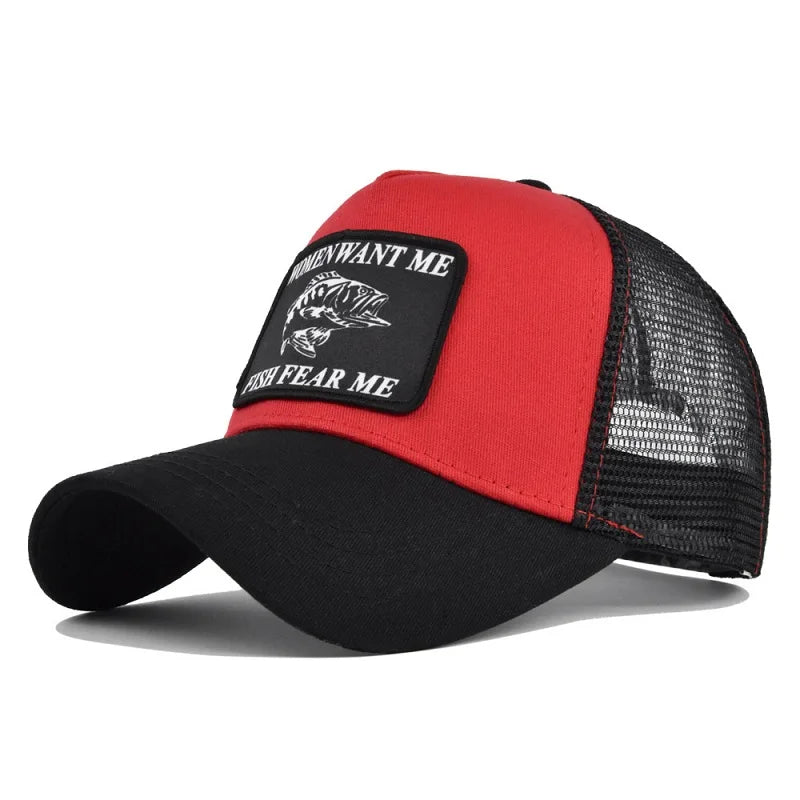 Women Want Me Fish Fear Me Trucker Hat – Unisex Fishing Cap