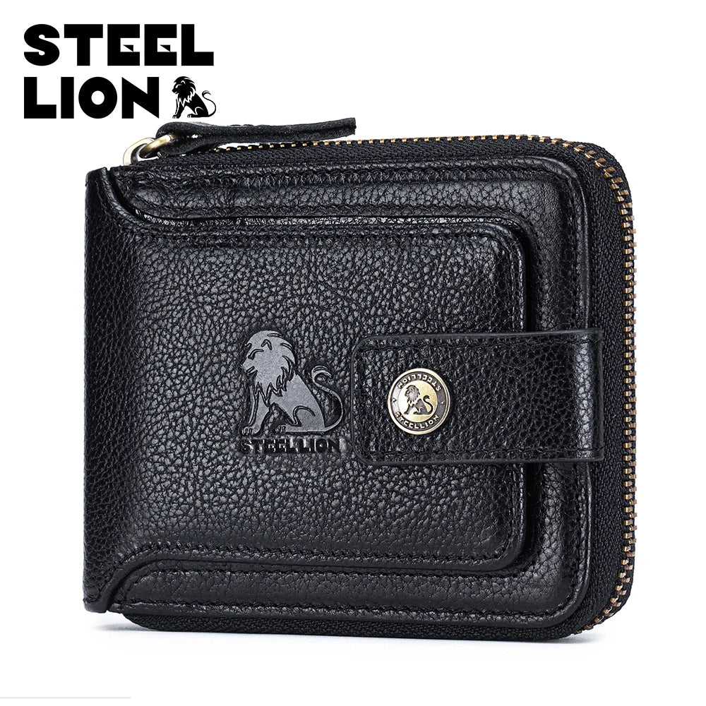 Steel Lion Men's Genuine Leather Zipper Wallet