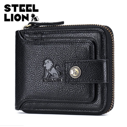 Steel Lion Men's Genuine Leather Zipper Wallet