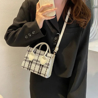Mini Check Pattern Crossbody Bag – Lightweight Women's Shoulder Handbag