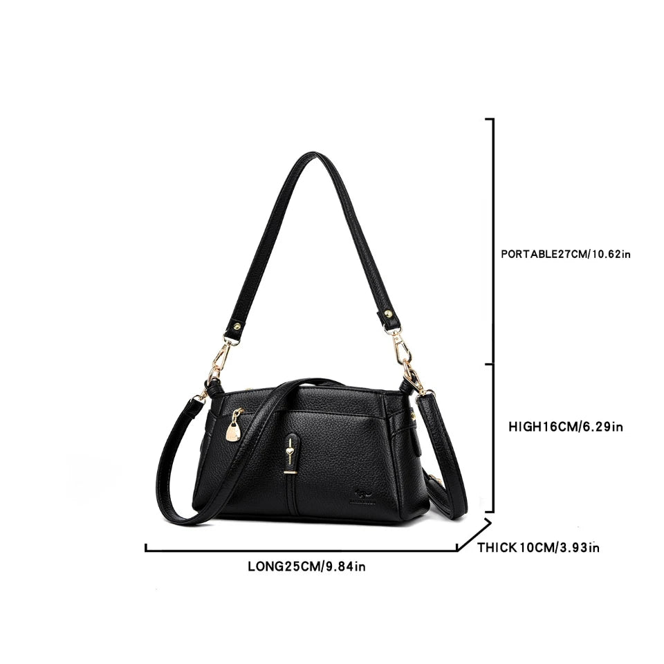 Soft Leather Shoulder Bag for Women – Luxury Crossbody Messenger Purse