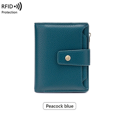 RFID Blocking Women's Short Wallet with Large Capacity
