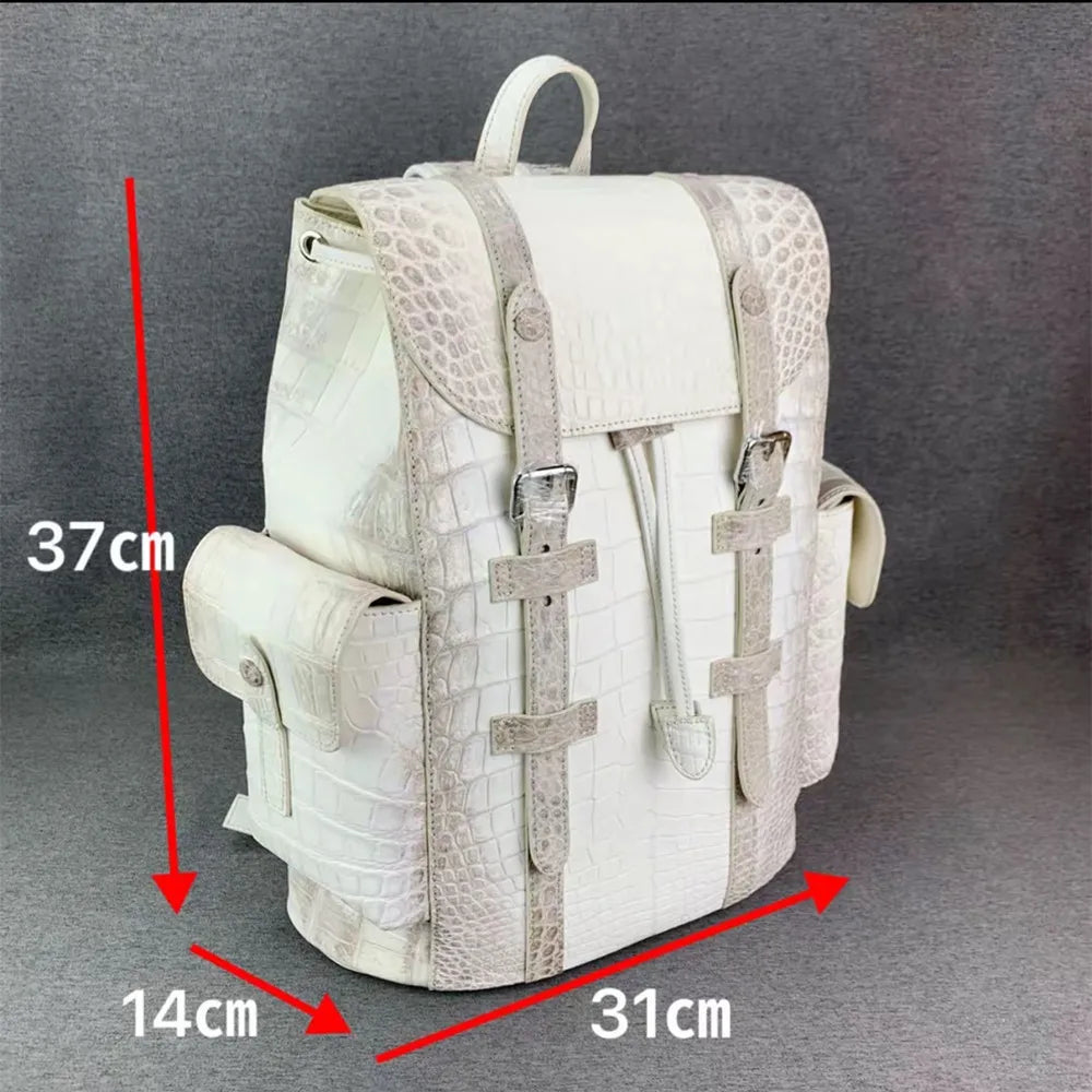 Himalayan White Crocodile Leather Luxury Backpack