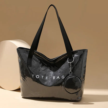 Large Capacity PVC Tote Bag with Mini Coin Purse – Women's Shoulder Bag