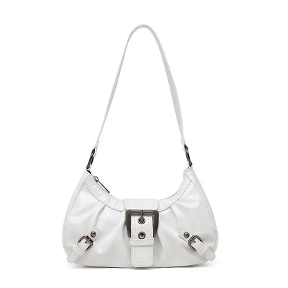 Y2K Pleated Hobo Shoulder Bag – Retro Buckle Underarm Clutch for Women